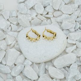 Hammered Oval Hoops With Pearl