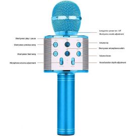 WS 858 Mic and Hifi Speaker Voice Changer Microphone Portable Speaker and Wireless Bluetooth Microphone (Black color only)
