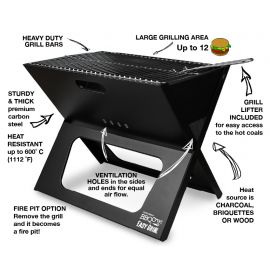 Notebook Portable Flat-Folding BBQ Grill