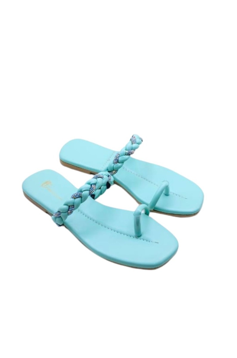 Fancy Slippers For Girl's (Sky Blue)