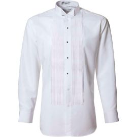 White Pleated Tuxedo Shirt
